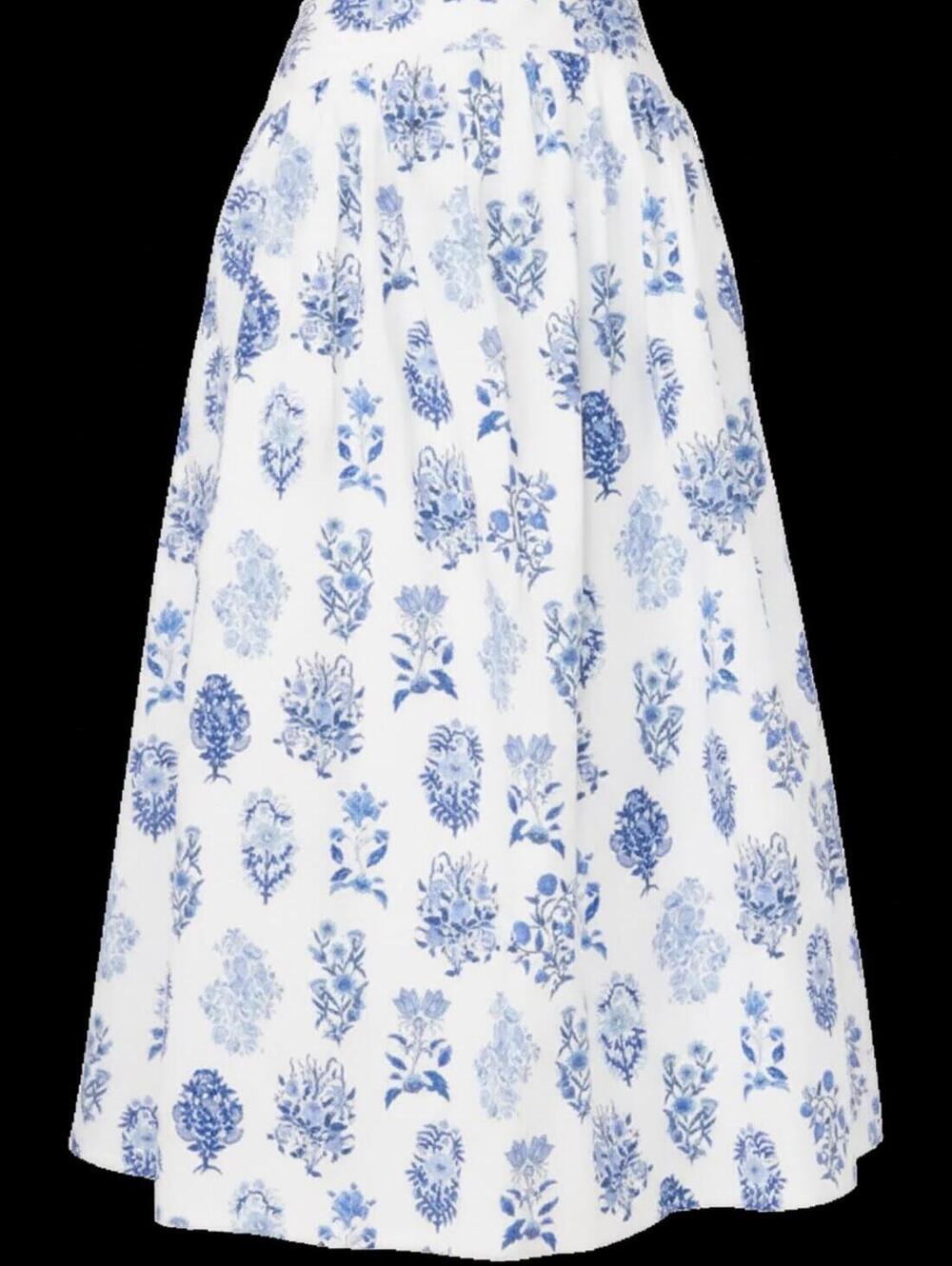 PARKER Blue Floral Print Smocked Waist Midi Skirt Size M - Picture 4 of 10